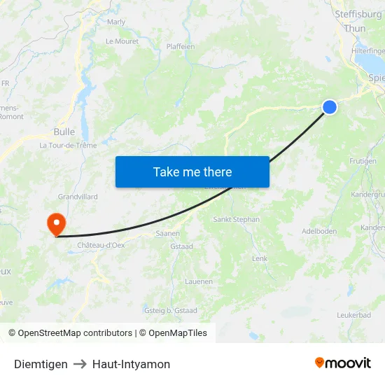 Diemtigen to Haut-Intyamon map