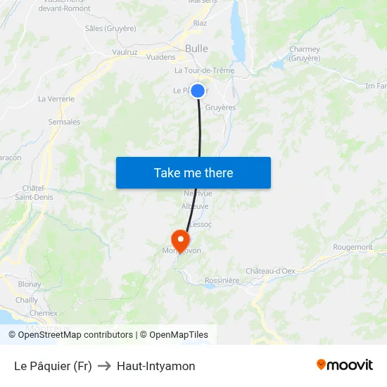 Le Pâquier (Fr) to Haut-Intyamon map