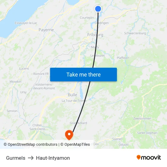 Gurmels to Haut-Intyamon map