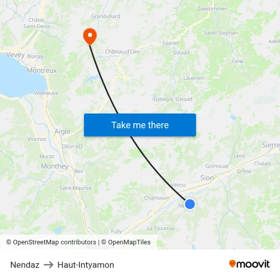 Nendaz to Haut-Intyamon map