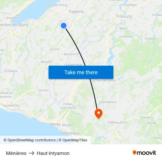 Ménières to Haut-Intyamon map