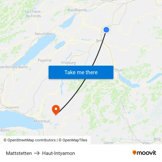 Mattstetten to Haut-Intyamon map
