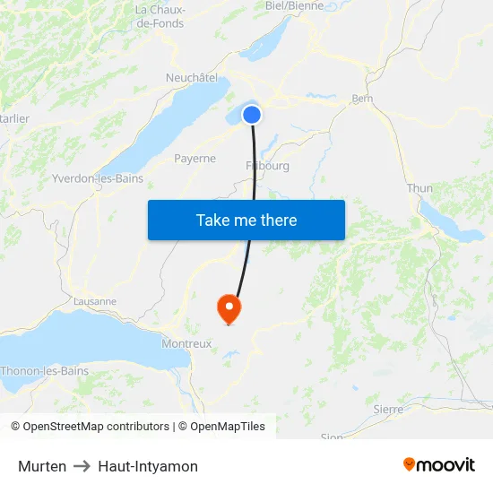 Murten to Haut-Intyamon map