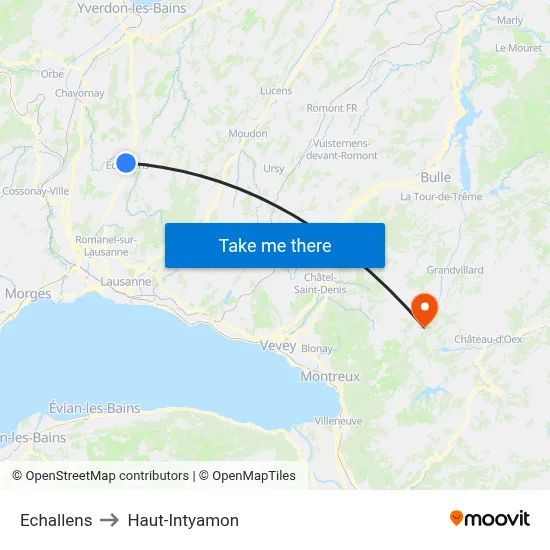 Echallens to Haut-Intyamon map