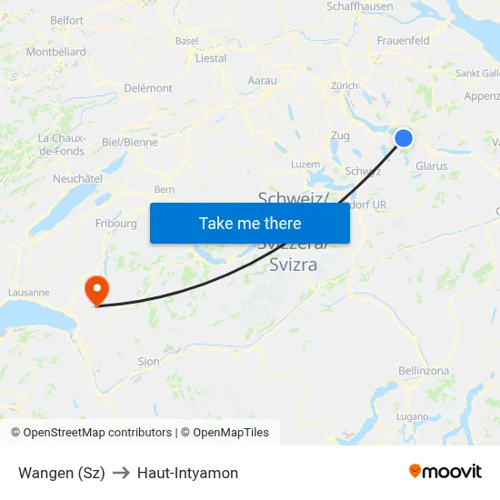 Wangen (Sz) to Haut-Intyamon map