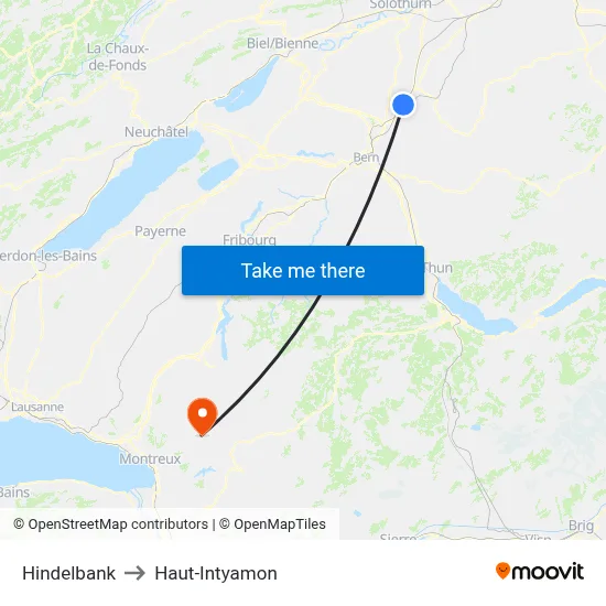 Hindelbank to Haut-Intyamon map