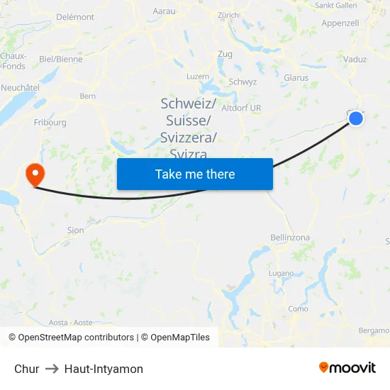 Chur to Haut-Intyamon map