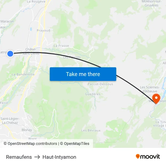 Remaufens to Haut-Intyamon map