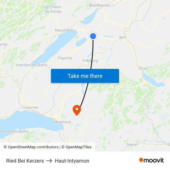 Ried Bei Kerzers to Haut-Intyamon map