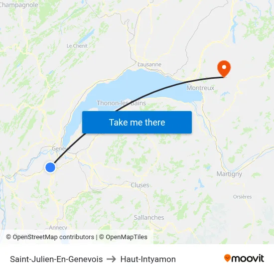 Saint-Julien-En-Genevois to Haut-Intyamon map
