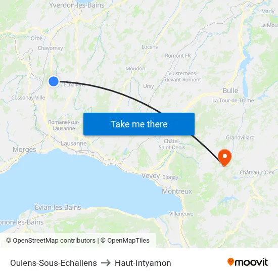 Oulens-Sous-Echallens to Haut-Intyamon map