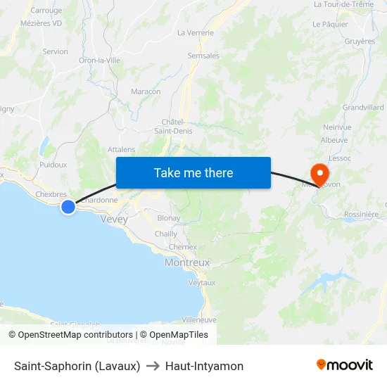 Saint-Saphorin (Lavaux) to Haut-Intyamon map