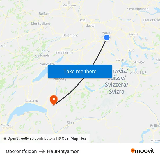 Oberentfelden to Haut-Intyamon map