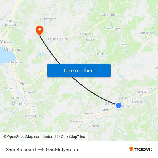 Saint-Léonard to Haut-Intyamon map