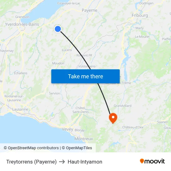 Treytorrens (Payerne) to Haut-Intyamon map