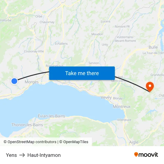 Yens to Haut-Intyamon map