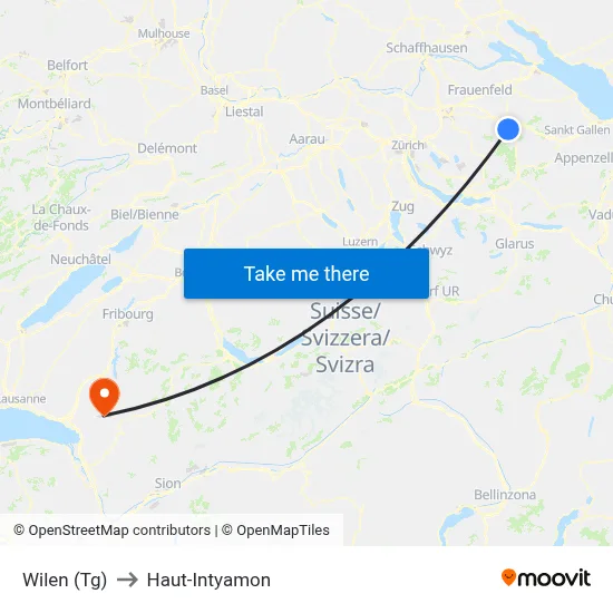Wilen (Tg) to Haut-Intyamon map