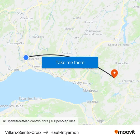 Villars-Sainte-Croix to Haut-Intyamon map