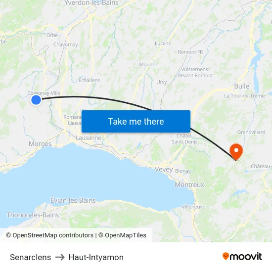 Senarclens to Haut-Intyamon map