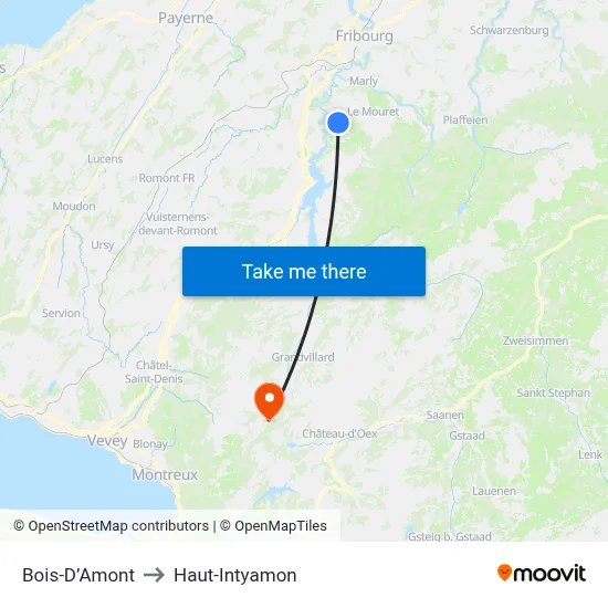 Bois-D’Amont to Haut-Intyamon map