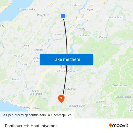 Ponthaux to Haut-Intyamon map