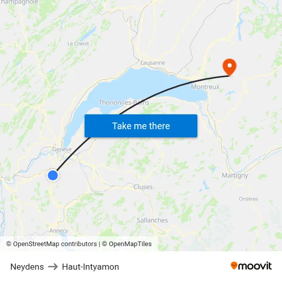 Neydens to Haut-Intyamon map