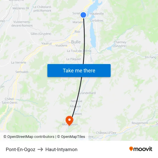 Pont-En-Ogoz to Haut-Intyamon map