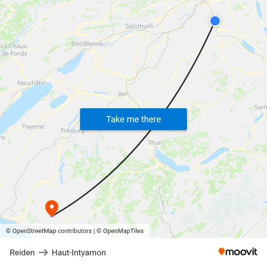 Reiden to Haut-Intyamon map