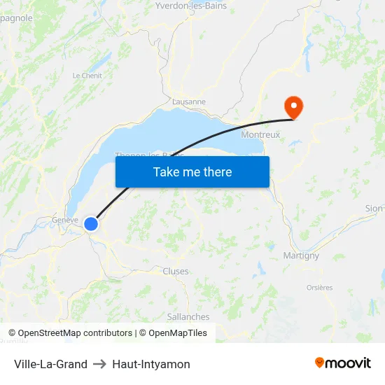 Ville-La-Grand to Haut-Intyamon map