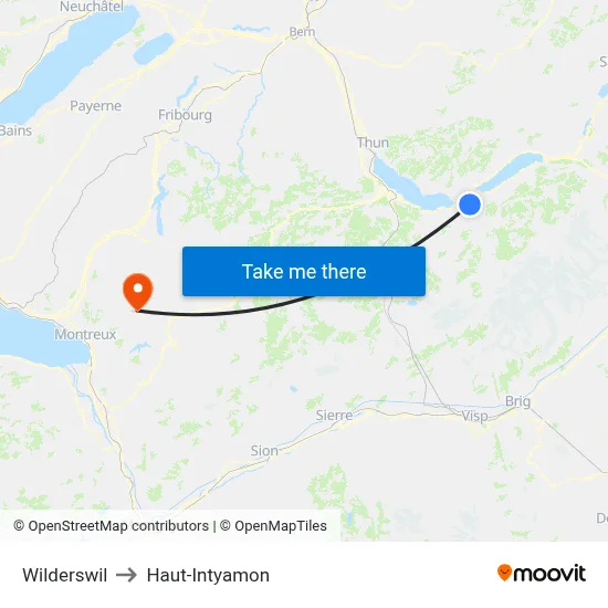 Wilderswil to Haut-Intyamon map
