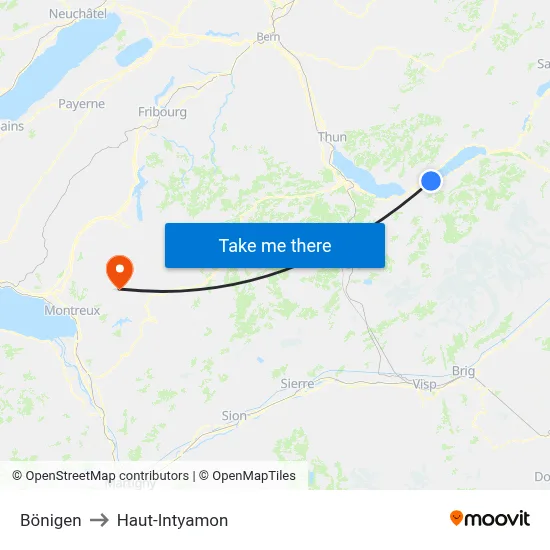 Bönigen to Haut-Intyamon map