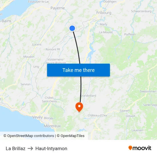La Brillaz to Haut-Intyamon map