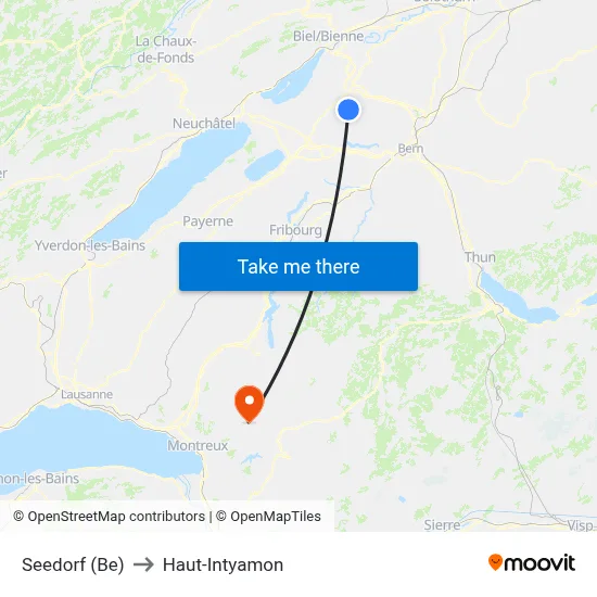 Seedorf (Be) to Haut-Intyamon map
