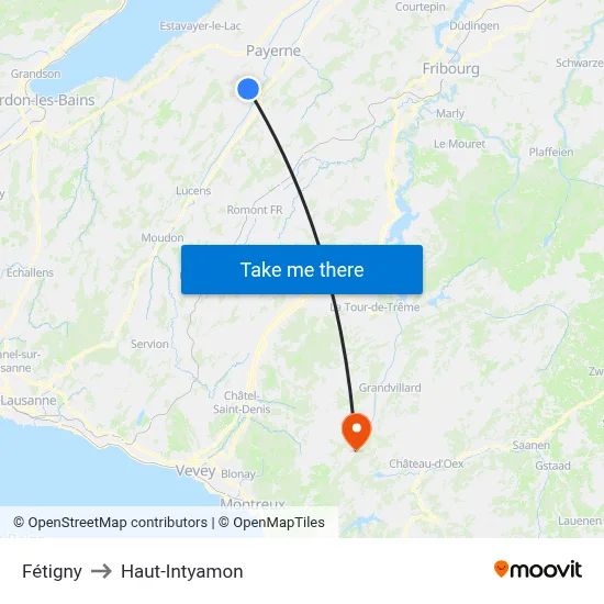 Fétigny to Haut-Intyamon map
