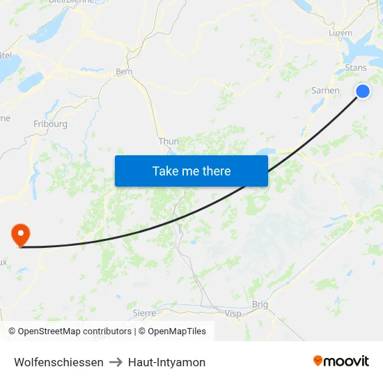 Wolfenschiessen to Haut-Intyamon map