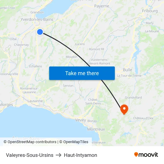 Valeyres-Sous-Ursins to Haut-Intyamon map
