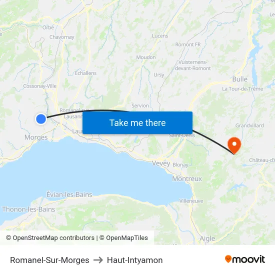 Romanel-Sur-Morges to Haut-Intyamon map