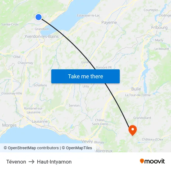 Tévenon to Haut-Intyamon map