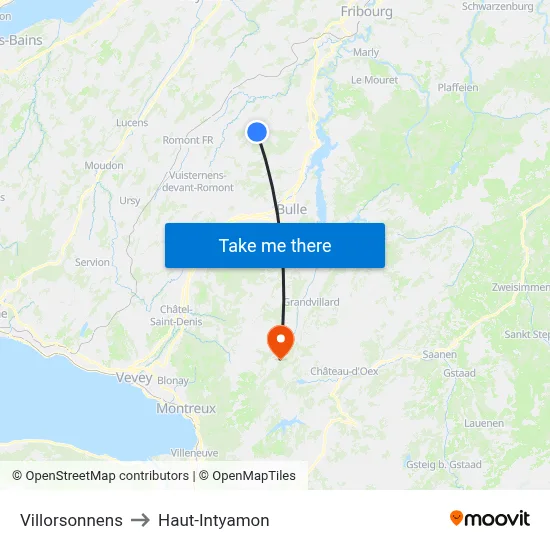 Villorsonnens to Haut-Intyamon map