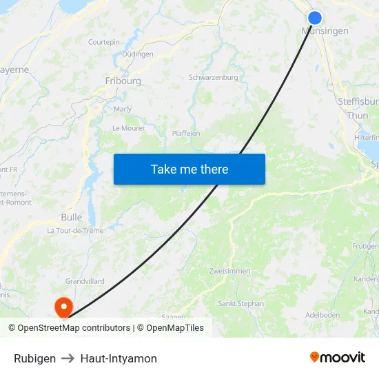 Rubigen to Haut-Intyamon map