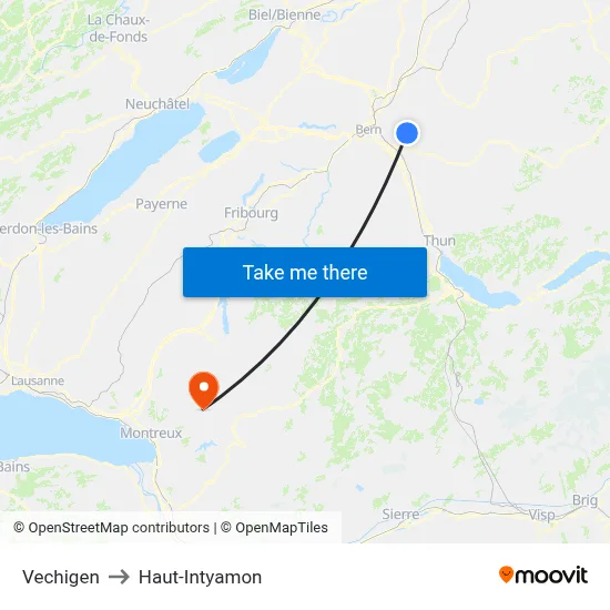 Vechigen to Haut-Intyamon map