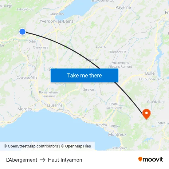L'Abergement to Haut-Intyamon map