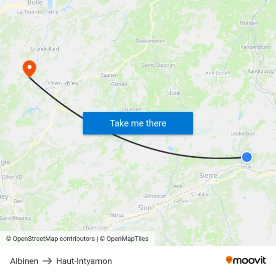 Albinen to Haut-Intyamon map