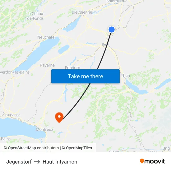 Jegenstorf to Haut-Intyamon map