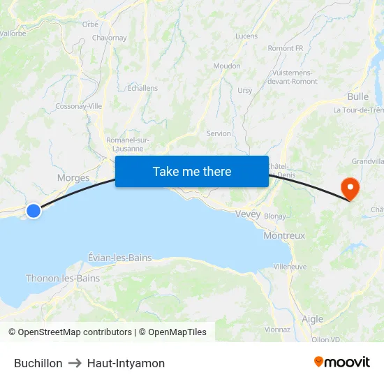 Buchillon to Haut-Intyamon map