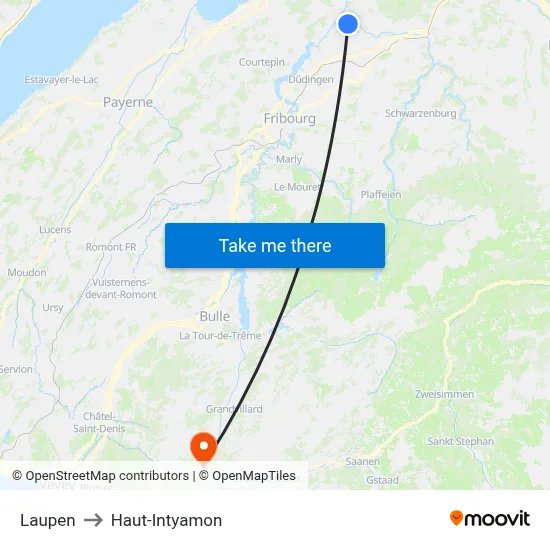 Laupen to Haut-Intyamon map
