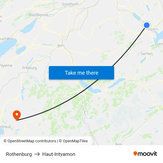 Rothenburg to Haut-Intyamon map