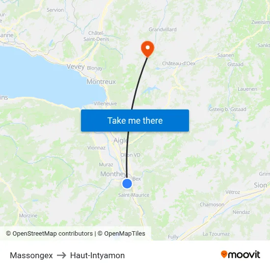 Massongex to Haut-Intyamon map