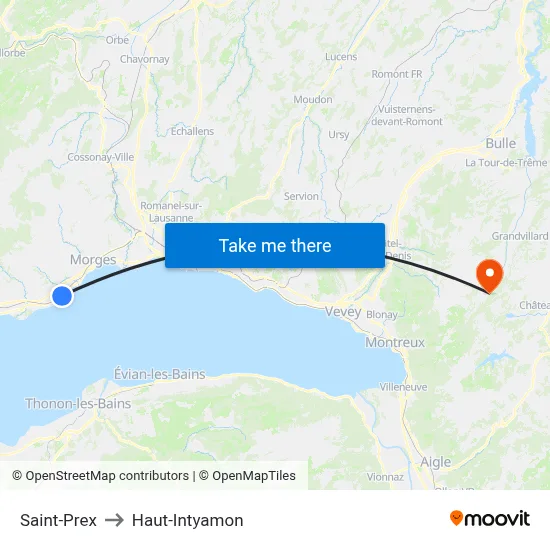 Saint-Prex to Haut-Intyamon map