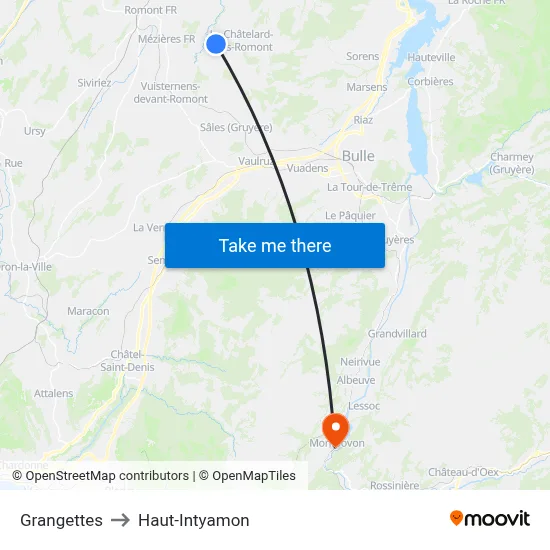 Grangettes to Haut-Intyamon map